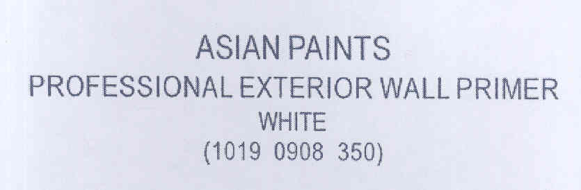 "asian Paints Professional Exterior Wall Primer" (label) Device mark 1650391 Trademark