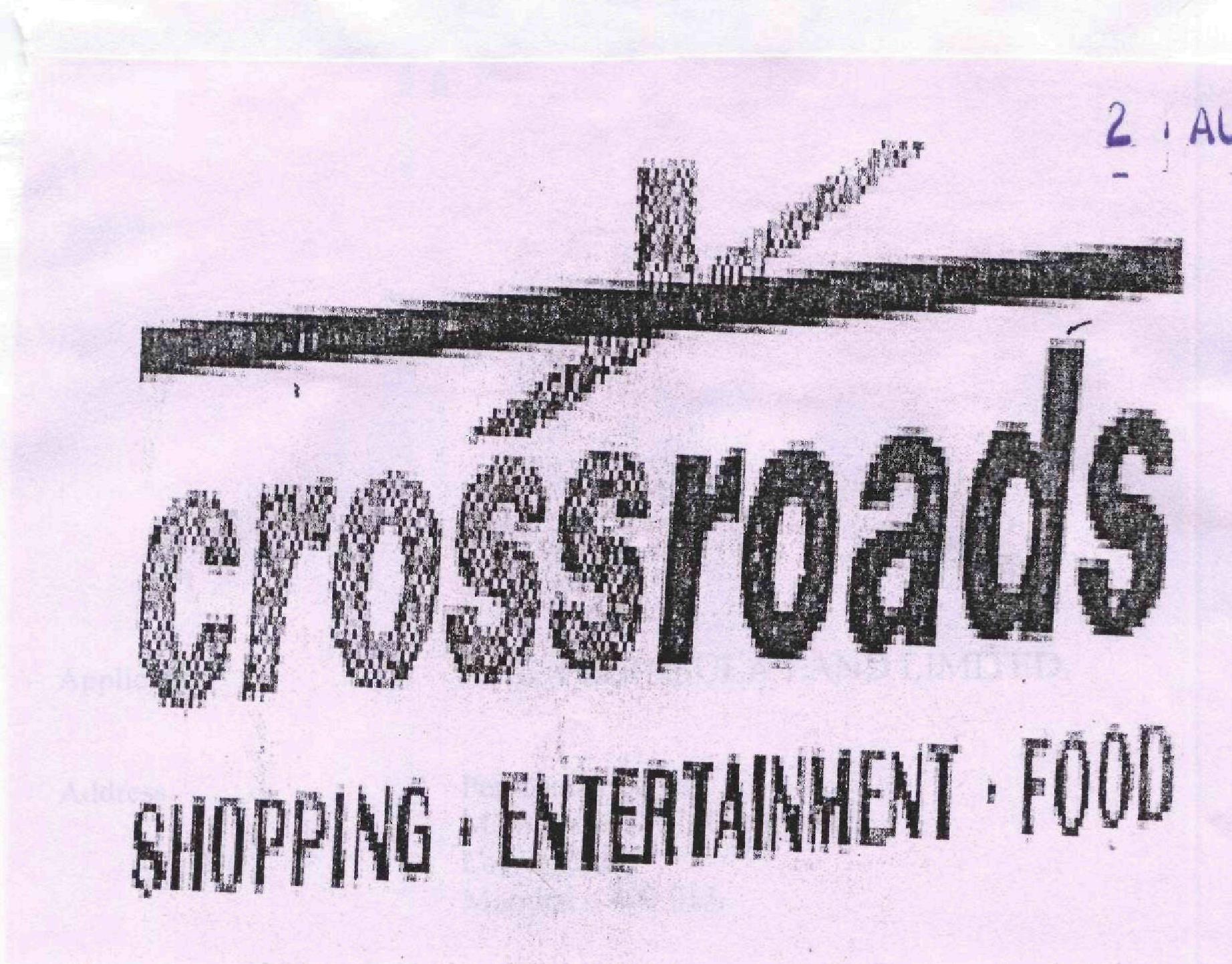 Crossroads (label) Device mark 1723490 Trademark