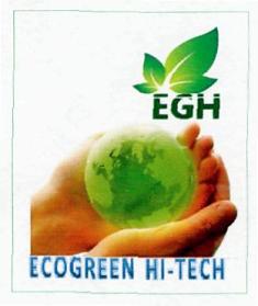 Ecogreen Hi-tech, Egh, Device Of Hands Holding Globe Device mark 2910365 Trademark