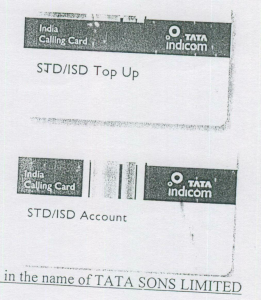 India Calling Card O Tata Indicom (label) Device mark 1437401 Trademark