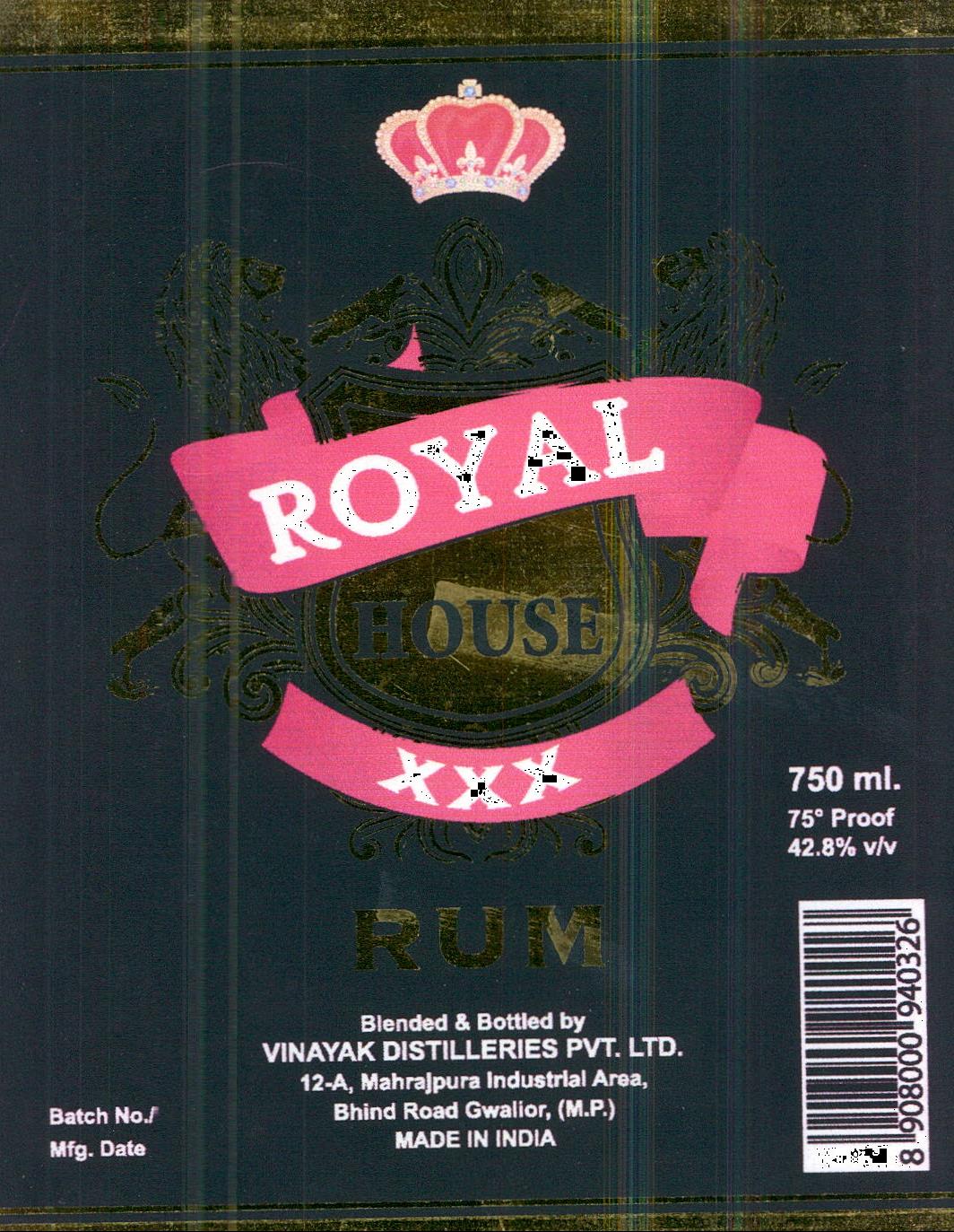 Royal House Xxx Rum Device mark 2101454 Trademark