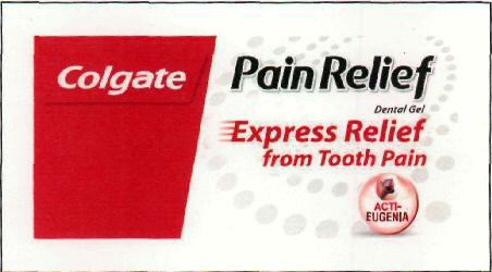 Colgate Pain Relief Dental Gel (label) Device mark 2511779 Trademark