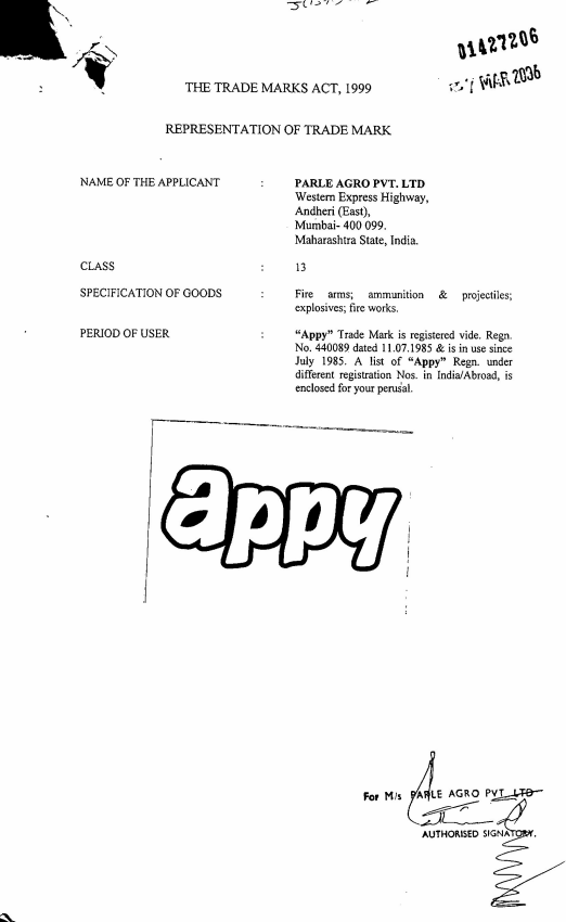 Appy ( Label) Device mark 1427206 Trademark