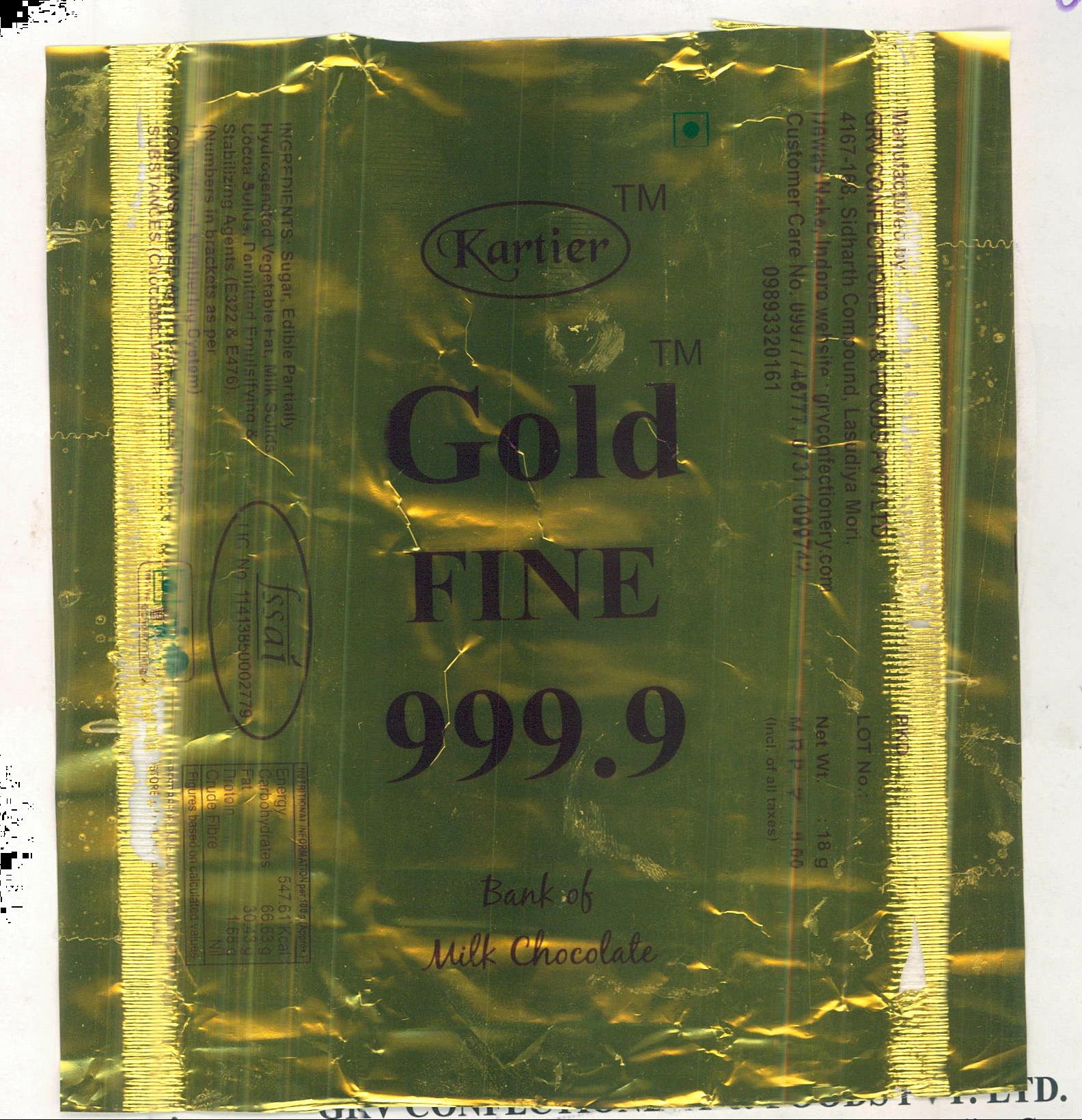 Kartier Gold Fine 999.9 Device mark 2793380 Trademark