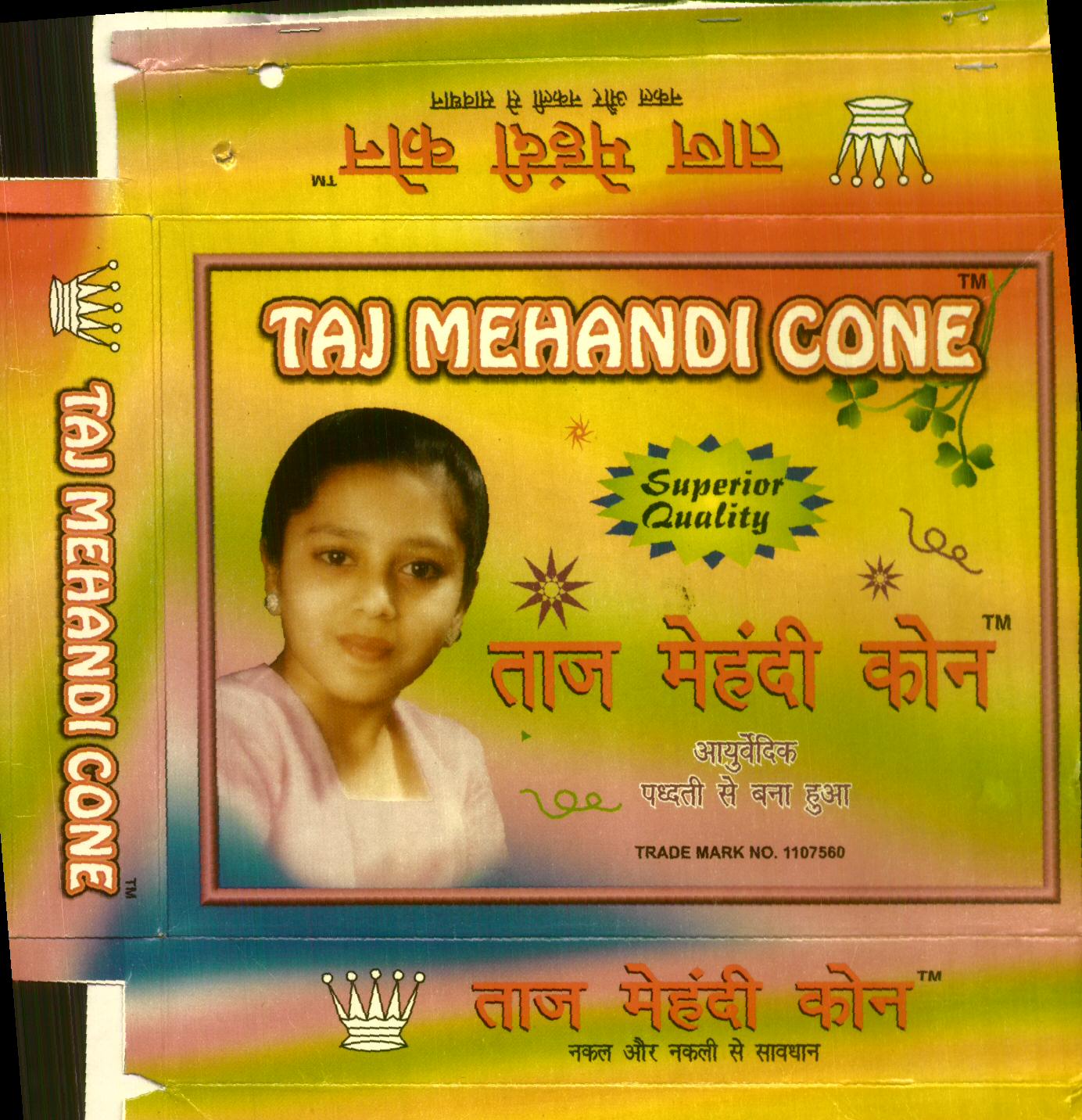 Taj Mehandi Cone (label) Device mark 1601552 Trademark