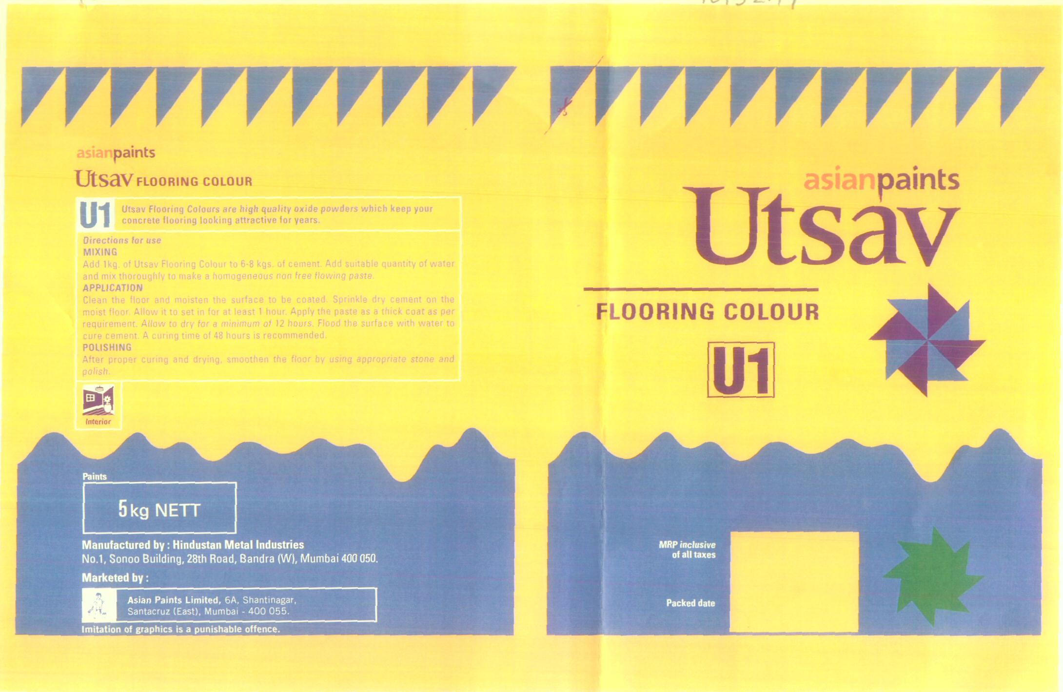 Utsav Flooring Colour (label) Device mark 1613247 Trademark