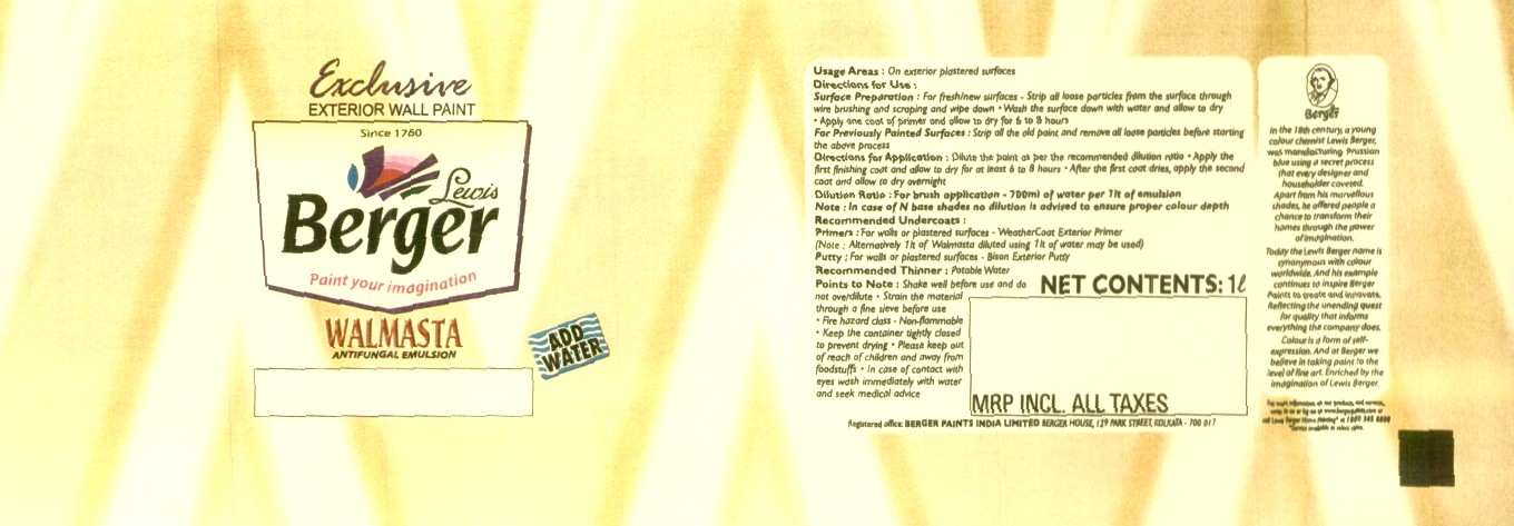 Exclusive, Berger, Walmasta (label) Device mark 1498676 Trademark