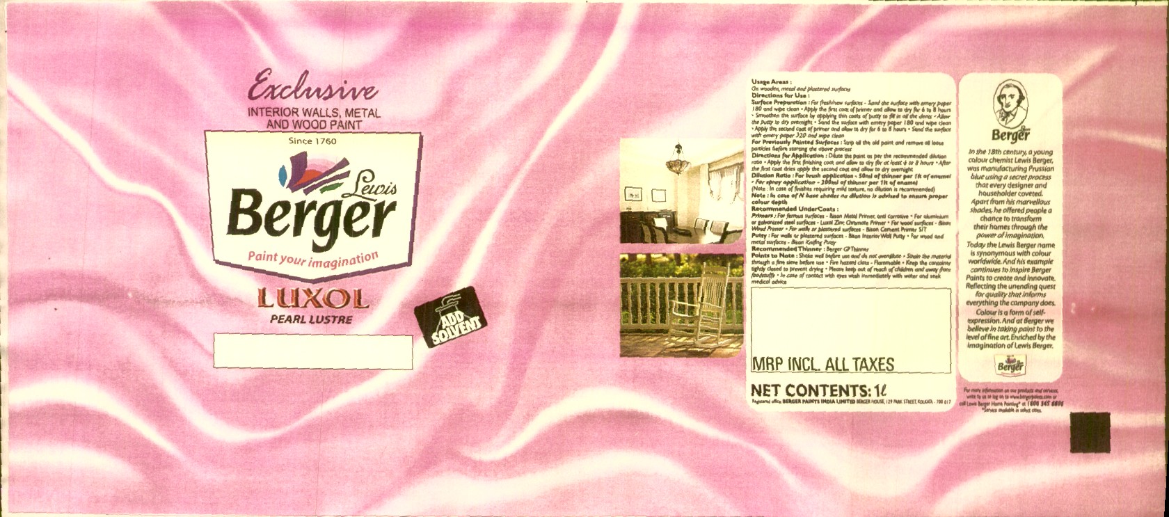 Exclusive, Berger, Luxol (label) Device mark 1498689 Trademark