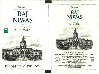 Raj Niwas Pan Masala (label) Device mark 2820717 Trademark
