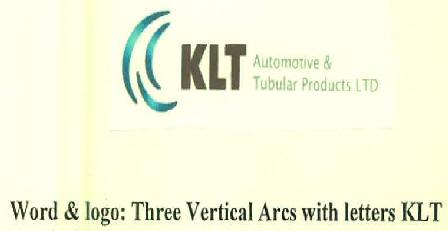 Klt Automotive & Tubular Products Ltd Three Vertical Arcs With Letters Klt Device mark 2870927 Trademark