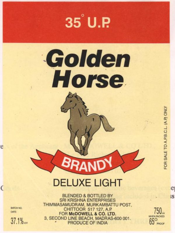 Golden Horse Brandy , Horse(device) Device mark 950151 Trademark