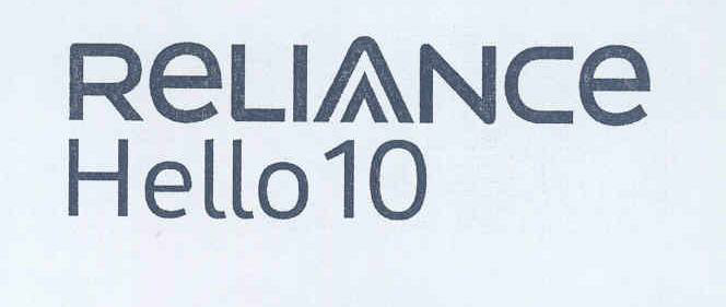 Reliance Hello 10 (special Form Of Writing) Device mark 1500982 Trademark