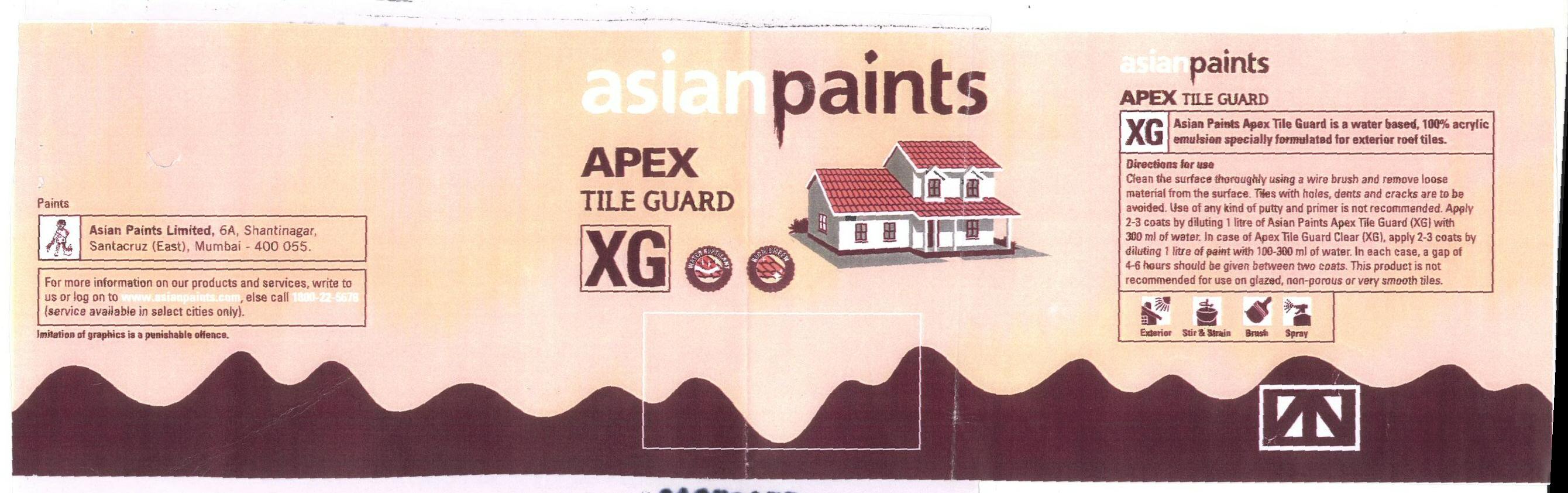 Apex Tile Guard Xg (label) Device mark 1673955 Trademark
