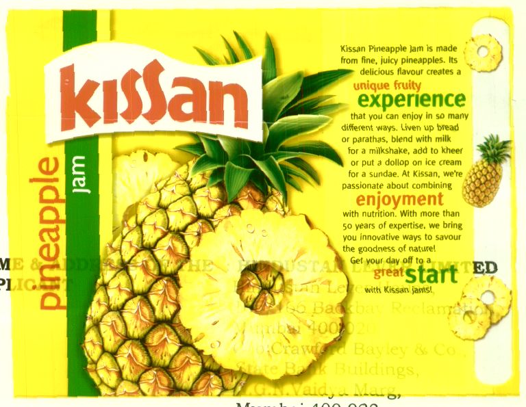 Kissan Pineapple Jam ( Device Of Fruits) ( Label) Device mark 1423899 Trademark