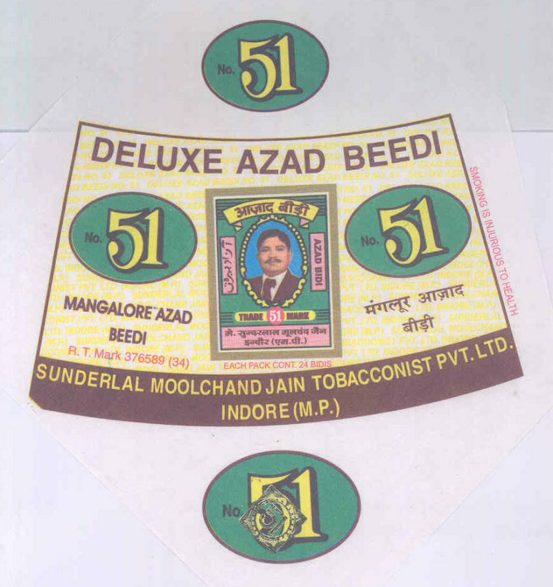 No.51 Delux Azad Beedi (device Of Men) Device mark 1417434 Trademark