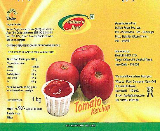 Nature Best-tomato Ketchup (label) Device mark 2185712 Trademark