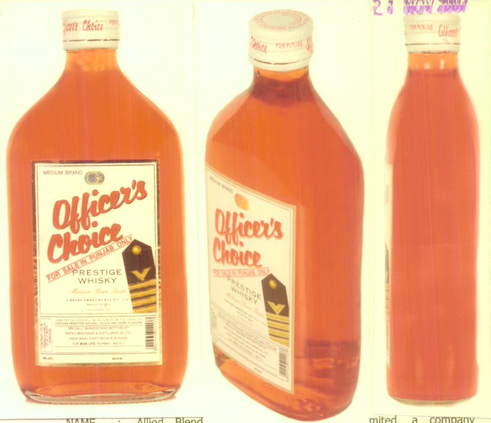 Officer"s Choice (device Of Bootel) Device mark 1623360 Trademark