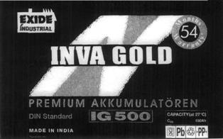 Exide Inva Gold - Ig - 500 (label) Device mark 2235586 Trademark