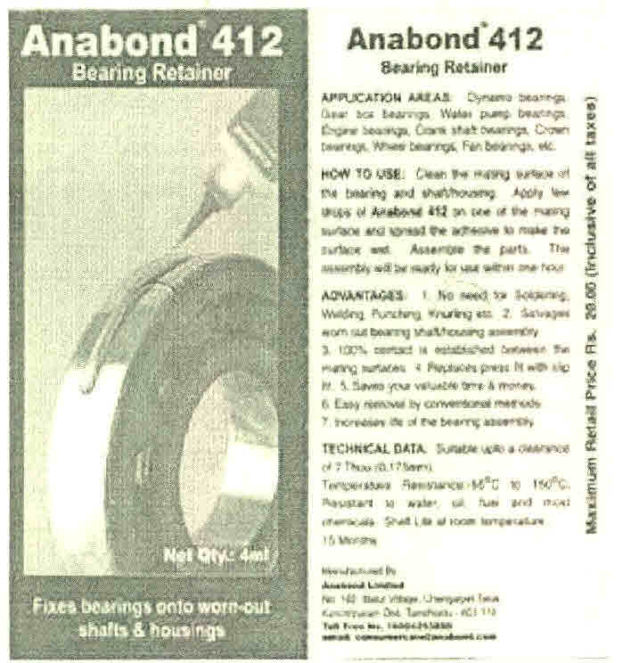 Anabond 412 Bearing Retainer Device mark 2678235 Trademark