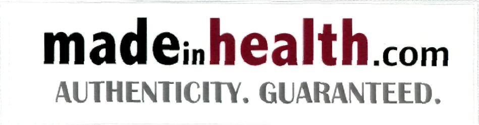Made In Health. Com Authenticity. Guaranteed (logo) Device mark 2311472 Trademark
