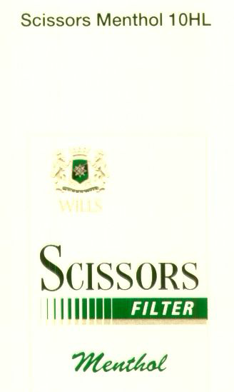 Scissors Filter Menthl, Wills Shild De, (label) Device mark 1486615 Trademark