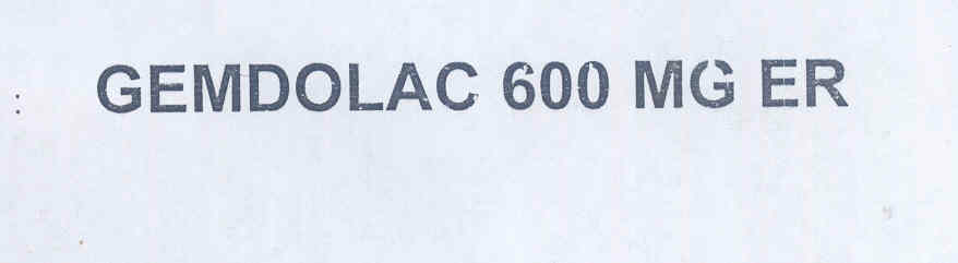 Gemdolac 600 Mg Er (device) Device mark 1697328 Trademark