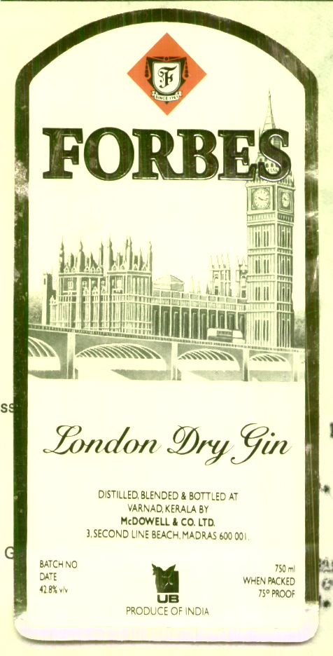 Forbes London Dry Gin Device mark 749850 Trademark