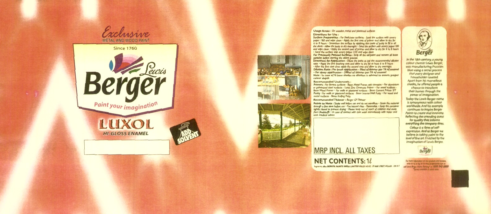 Exclusive, Berger, Luxol (label) Device mark 1498688 Trademark