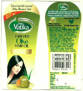 Dabur Vatika Enriched Olive Hair Oil (label) Device mark 2656739 Trademark