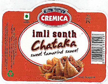 Mrs Bector's Cremica Imli Sonth Chataka (label) Device mark 2193653 Trademark