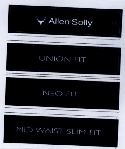 Allen Solly Union Fit Neo Fit Mid Waist Slim Fit Device mark 2244965 Trademark