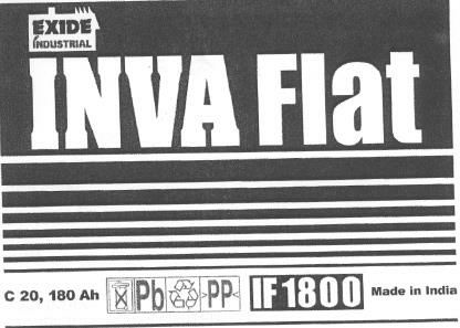 Exide Invaflat 1800 Device mark 2236983 Trademark