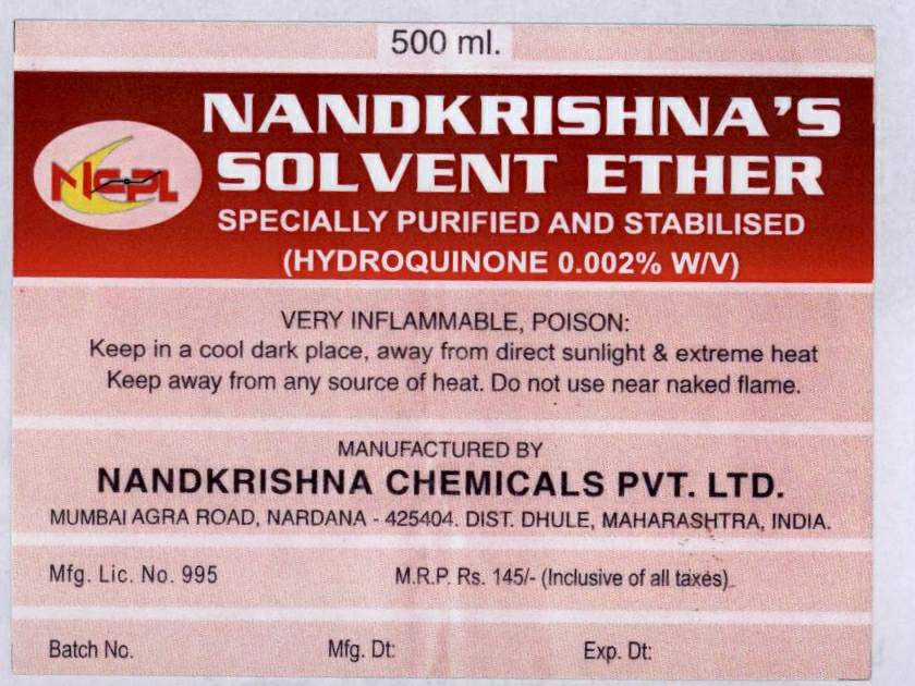 Nandkrishna`s Solvent Ether Device mark 1961389 Trademark
