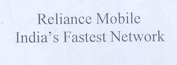 Reliance Mobile India"s Fastest Network (label) Device mark 1773504 Trademark