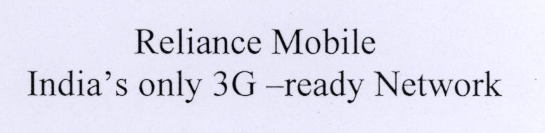 Reliance Mobile India S Only 3g -ready Network Device mark 1782669 Trademark