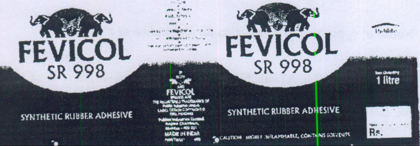 Fevicol Sr 998 (label) Device mark 1109870 Trademark