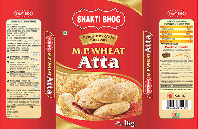 Shakti Bhog Premium Gold Sharbati M.p. Wheat Atta (label) Device mark 2596278 Trademark