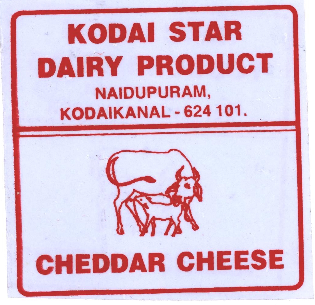 Kodai Star Dairy Product, Cheddar Cheese Device mark 2175863 Trademark