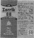 New Zorrik 88 (label) Device mark 1471392 Trademark