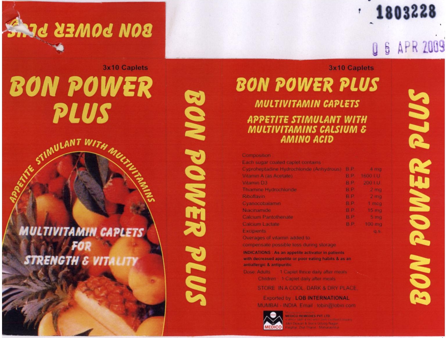 Bon Power Plus Multivitamin Caplets (device) Device mark 1803228 Trademark