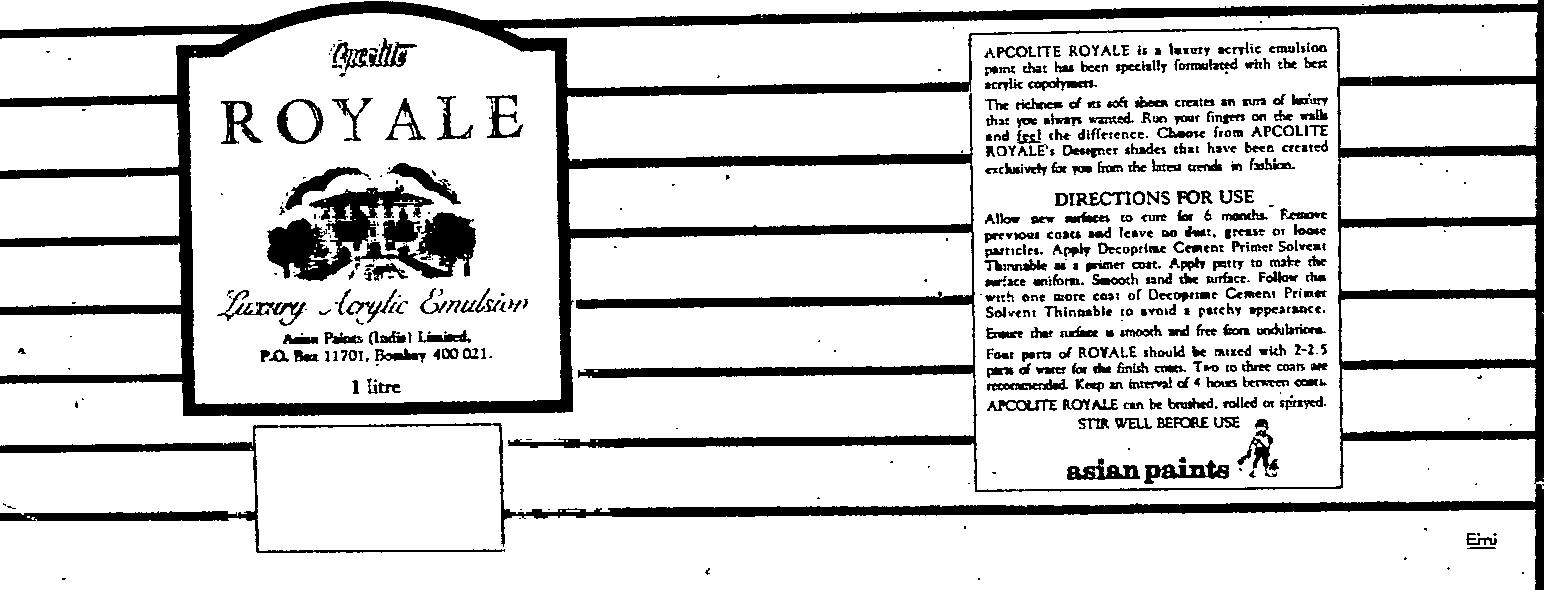 Apcolite Royale Device mark 513503 Trademark