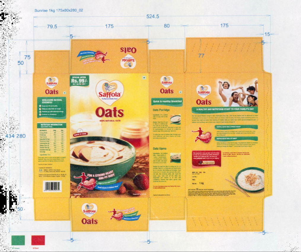 Saffola Oats (label) Device mark 1997613 Trademark