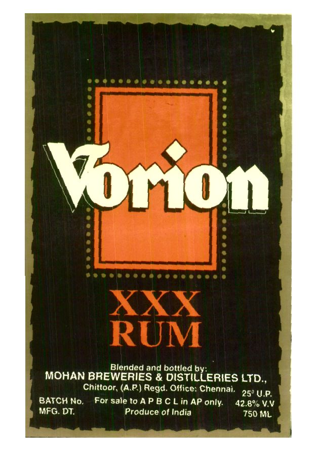 Vorion Xxx Rum Device mark 836558 Trademark