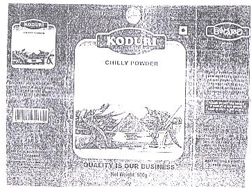 Koduri - Chilly Powder Device mark 1683203 Trademark