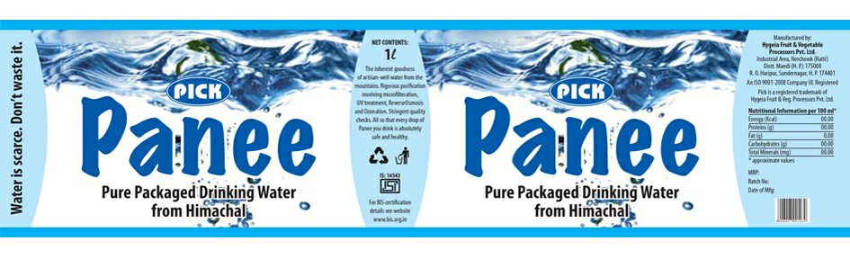 Pick Panee (pure Packaged Drinking Water) Label Device mark 2766200 Trademark