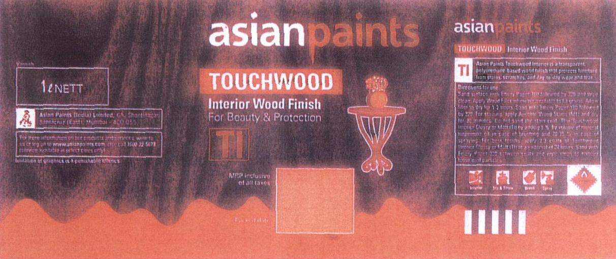 Asianpaints Touch Wood Interior Wood Finish (label) Device mark 1670423 Trademark