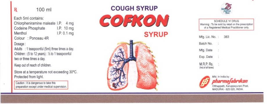 Cough Syrup Cofkon Syrup Device mark 2213252 Trademark
