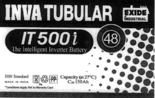 Exide Inva Tubular - It - 500i (label) Device mark 2235584 Trademark