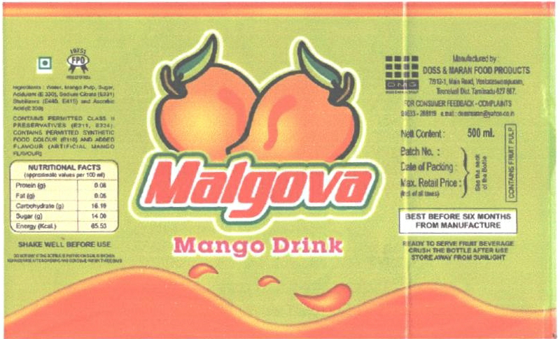 Malgova Mango Drink Device mark 2296229 Trademark