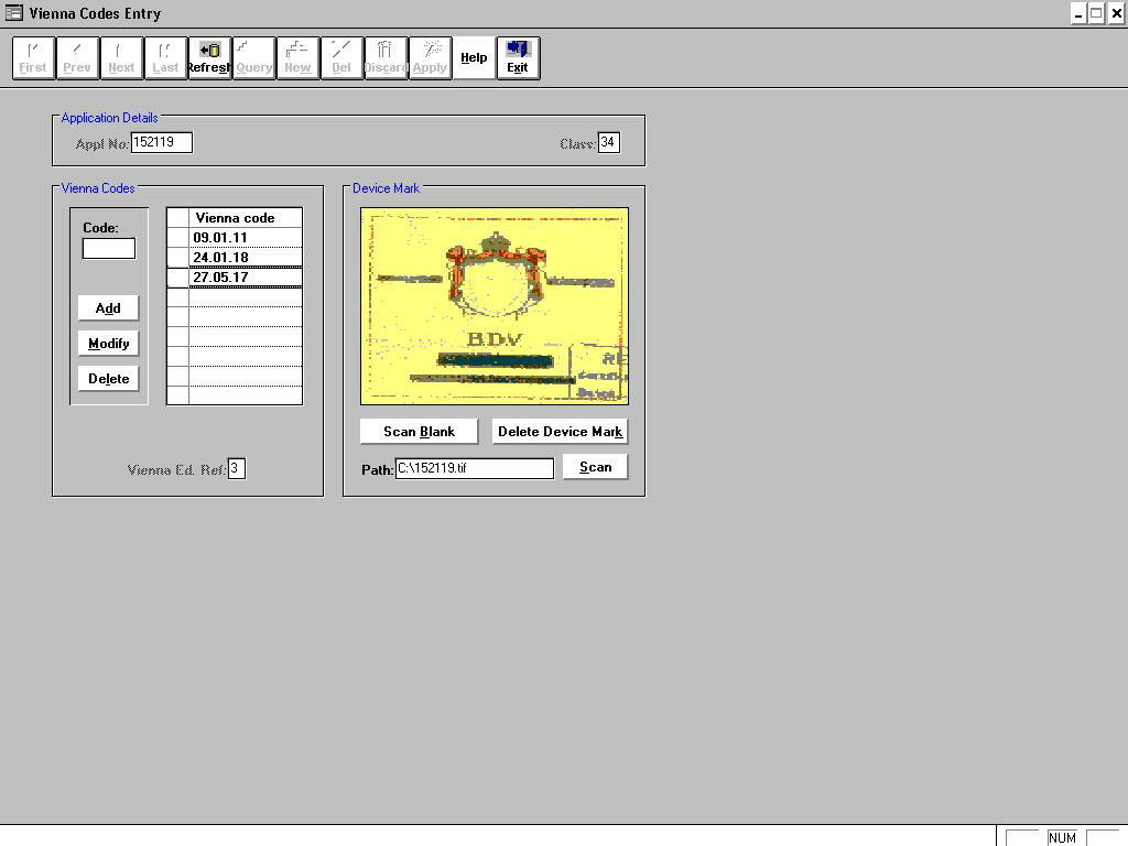 B.d.v. Device mark 152119 Trademark